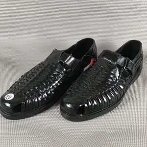 Deer Stags Island Stags Black Buffalo leather Huarache sandals Men 13 Wide